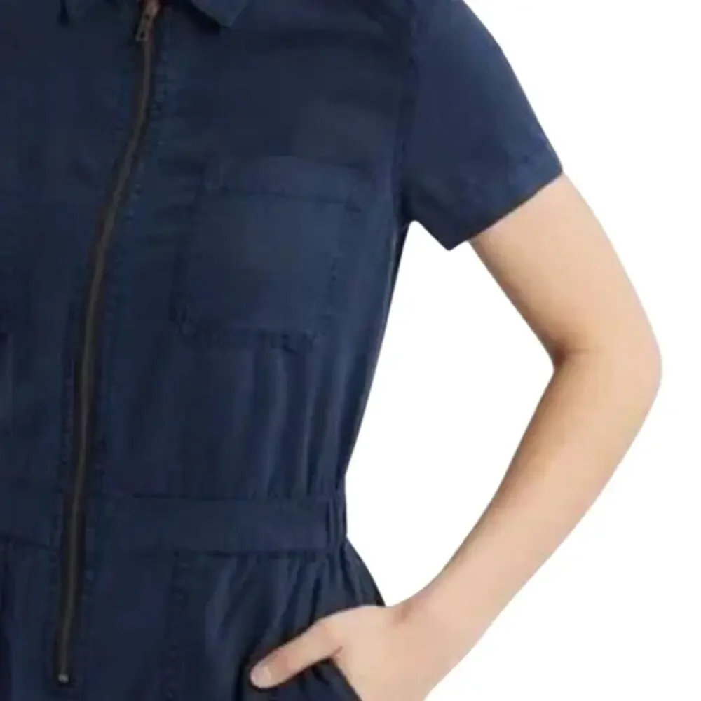 J.Crew Dress Women Blue Navy Half Front Zip Chino Utility Dress Size 4